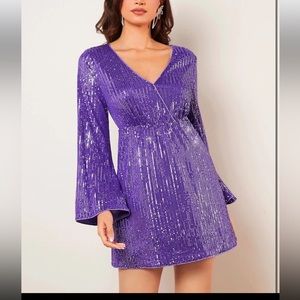 Sequin Purple Skater Dress Long Sleeve Eras Tour